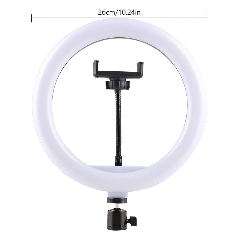 10-Inch LED Ring Light with Adjustable Tripod and Phone Holder - Ideal for Makeup, Photography, and Vlogging