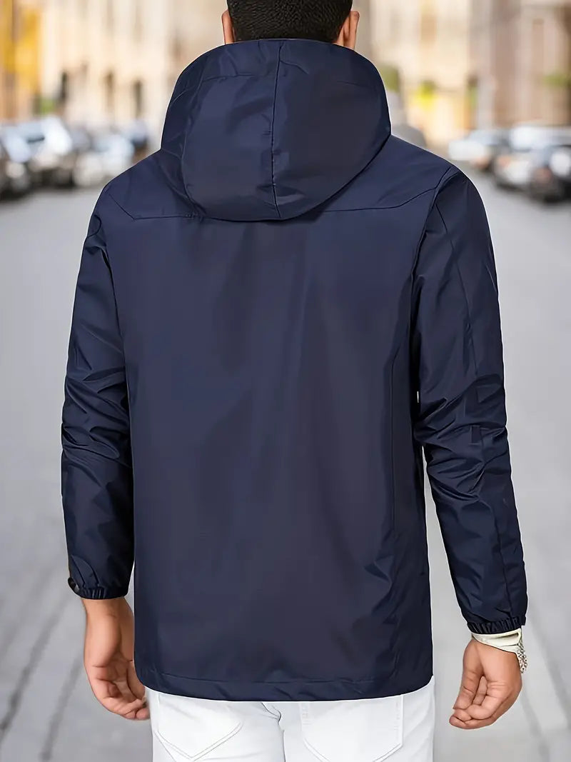 Men's Waterproof Lightweight Hooded Windbreaker