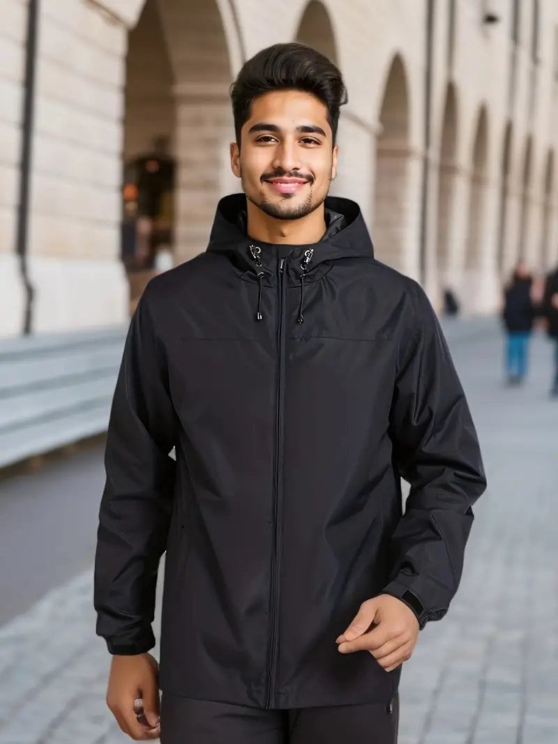 Men's Waterproof Lightweight Hooded Windbreaker