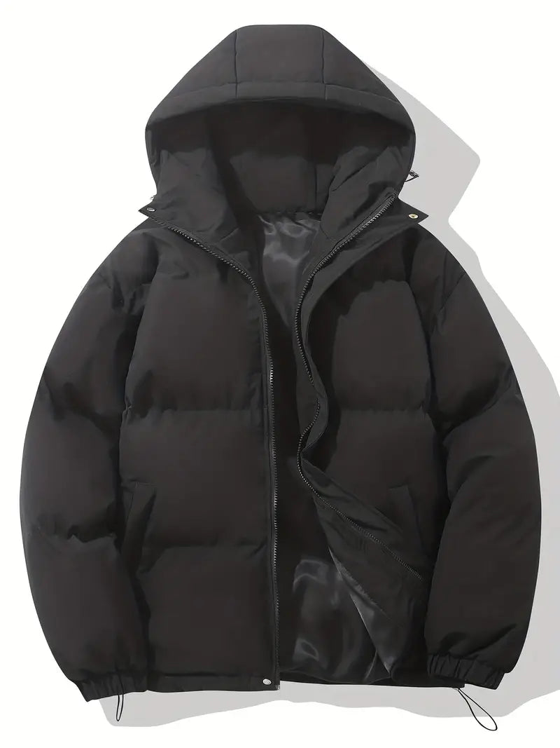 Men's Hooded Puffer Jacket with Down Insulation