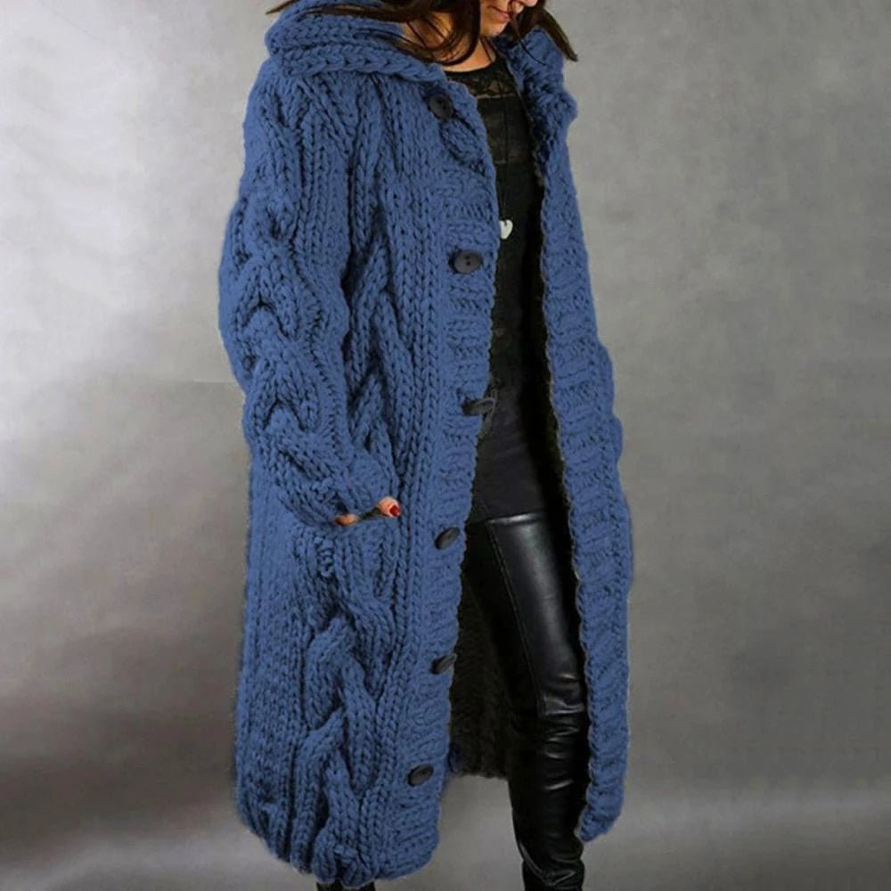 Women's Knitted Hooded Cardigan