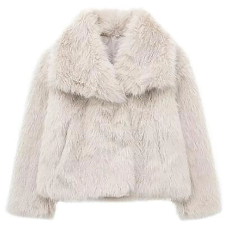 Women’s Faux Fur Short Jacket | Lightweight Warm Winter Coat for High-Street Fashion