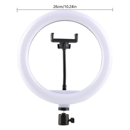 10-Inch LED Ring Light with Adjustable Tripod and Phone Holder - Ideal for Makeup, Photography, and Vlogging