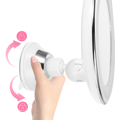 10x Magnifying LED Vanity Mirror 360° Rotation with Lights