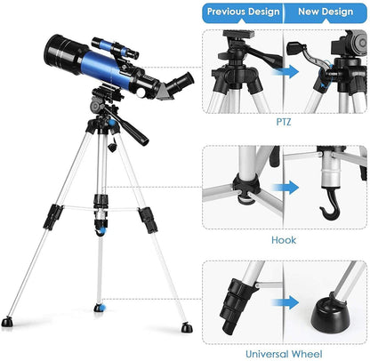 Adjustable Tripod Telescope 70mm with 67x Magnification