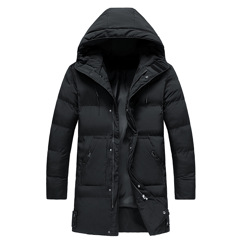 Men's Hooded Longline Puffer Jacket –with Side Pockets