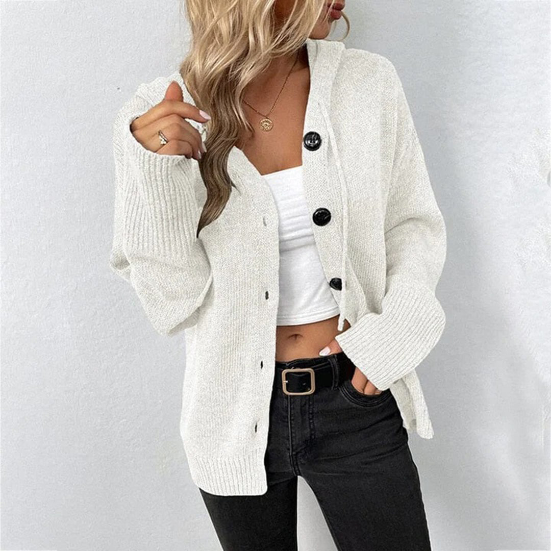 Women's Wool  Cardigan - Knitted with Hood