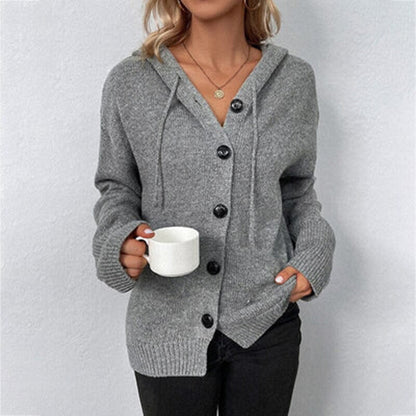 Women's Wool  Cardigan - Knitted with Hood