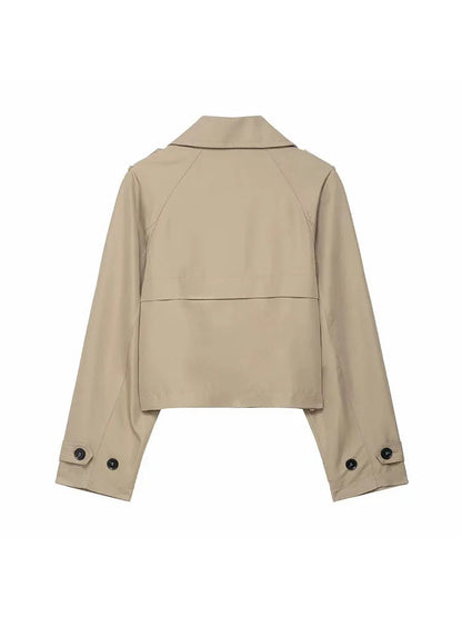 Women's Double Breasted Trench Coat with Pockets – Stylish Autumn Winter Office Jacket