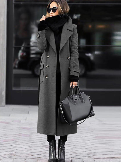 Women's Tailored Wool Coat – Double-Breasted Design, Full Length Winter Coat for Women